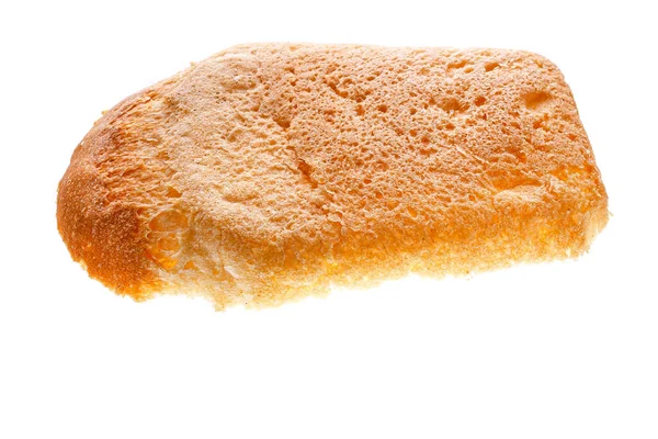 Прямоугольный Кусок Кусочек Вкусного Хлеба Хрустящей Золотой Корочкой Изолирован Белом — стоковое фото