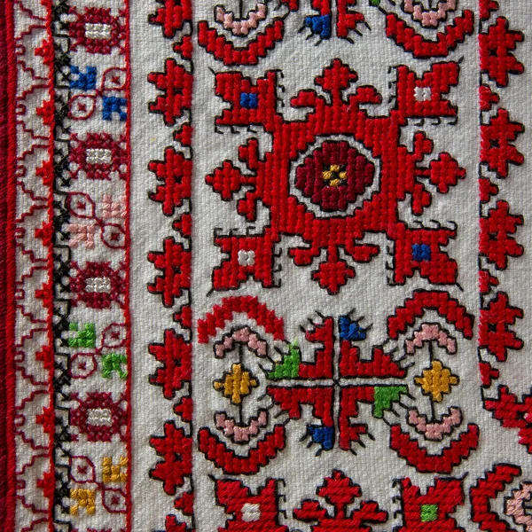 Cotton Cloth Coarse Fabric Hand Embroidery Bulgarian Embroidery Cross — 스톡 사진