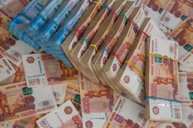 Rus rublesi, çeşitli banknotlar.