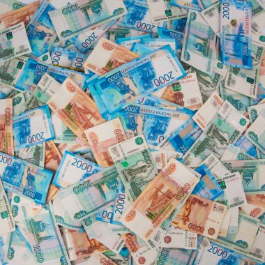 Rus rublesi, çeşitli banknotlar.