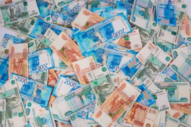 Rus rublesi, çeşitli banknotlar.