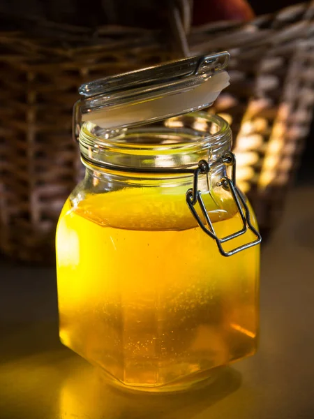 Honey Transparent Glass Jar — 스톡 사진