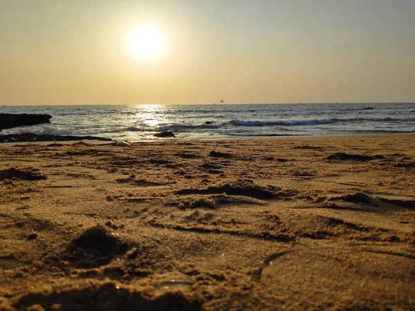 Calmante Puesta Sol Con Hermosa Vista Playa Océano — Foto de Stock