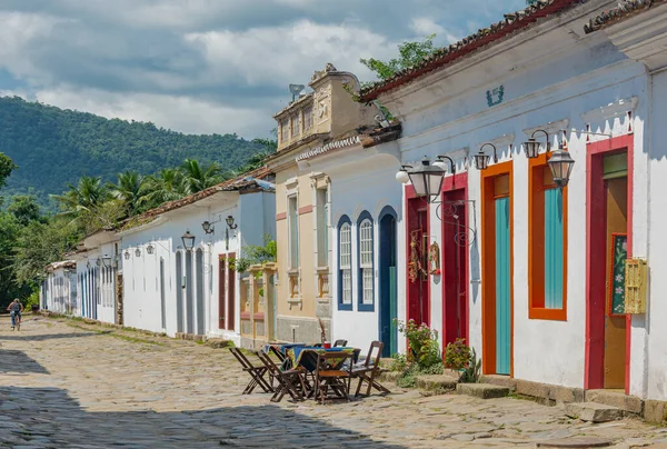 Krajobraz Miejski Kolorowymi Domami Brukowanymi Chodnikami Paraty Rio Janeiro Brazylia — Zdjęcie stockowe