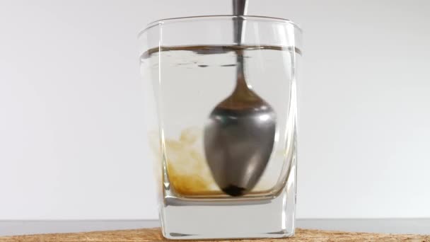 Het maken van een glas Himalayan Shilajit of Mumijo met water — Stockvideo