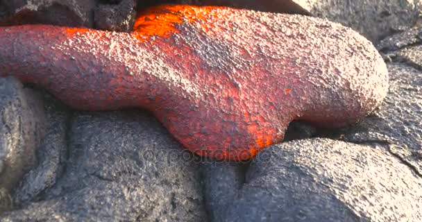 Lava hawaiana que fluye desde el volcán Kilauea Hawaii — Vídeos de Stock