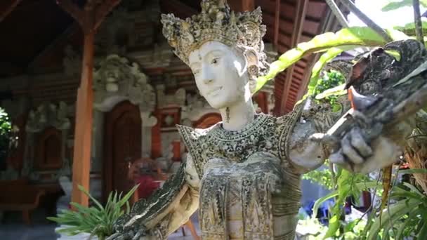 Antica scultura in pietra - Statua nella casa di Bali, indonesia — Video Stock