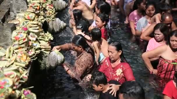 Kutsal yaylar su tapınak Bali, Endonezya Bali insanlar gelmek — Stok video