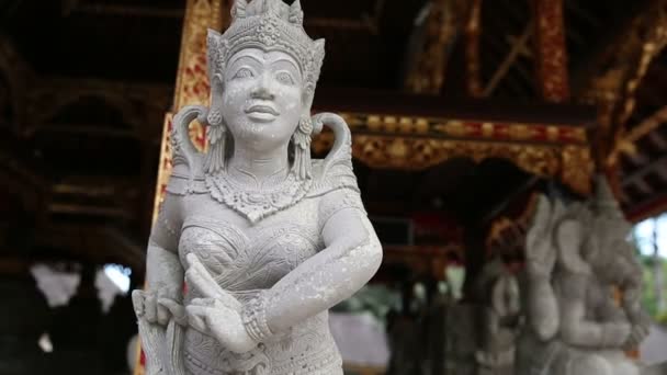 Ancient Stone Sculpture - Statue in the temple, Bali, indonesia — Stock Video