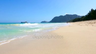 Rüzgâr Oahu Hawaii plajda Waimanalo turkuaz Denizi