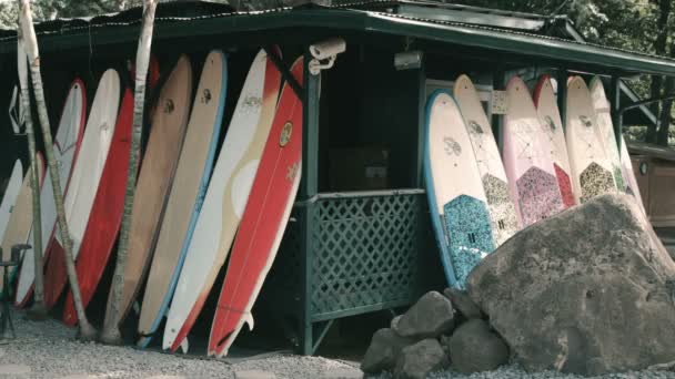 4k Surfshop auf haleiwa oahu hawaii — Stockvideo