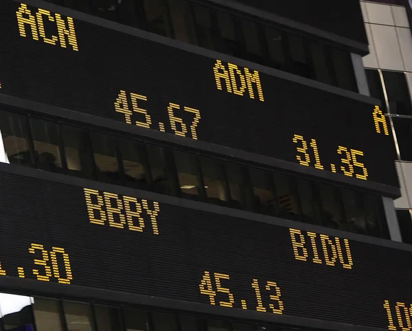 Moving stock ticker in Times Square, New York City