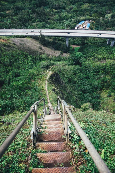 Hike Stairway Heaven Hahbu Stairs Hawaii Oahu Usa — стоковое фото