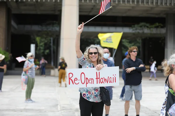 Honolulu Hawaii May 1St 2020 Reopen Hawaii Rally Protests Reopen — Stock Photo, Image