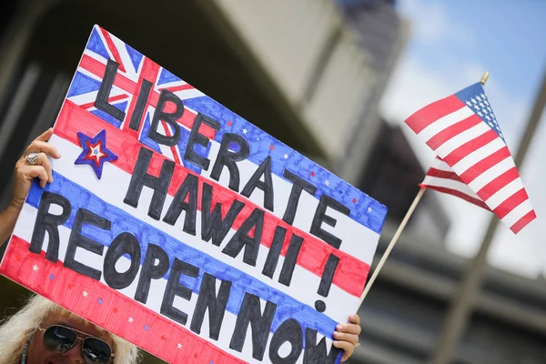 Honolulu Hawaii May 1St 2020 Reopen Hawaii Rally Protests Reopen — Stock Photo, Image