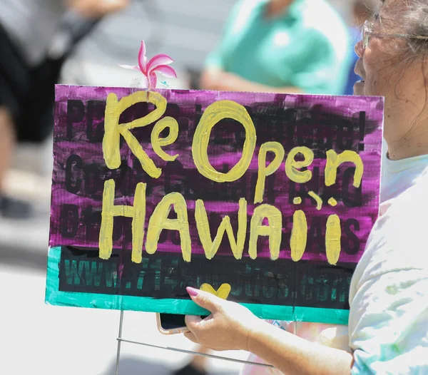 Honolulu Hawaii May 1St 2020 Reopen Hawaii Rally Protests Reopen — Stock Photo, Image