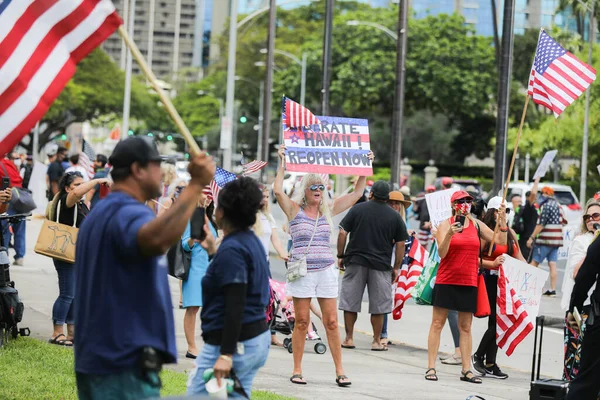 Honolulu Hawaii May 1St 2020 Reopen Hawaii Rally Protests Reopen — Stock Photo, Image