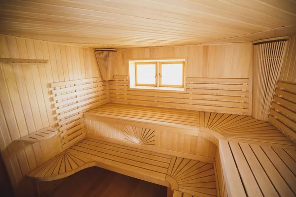 Gran Sauna Moderna Luz Las Tradiciones Rusas Madera Natural — Foto de Stock