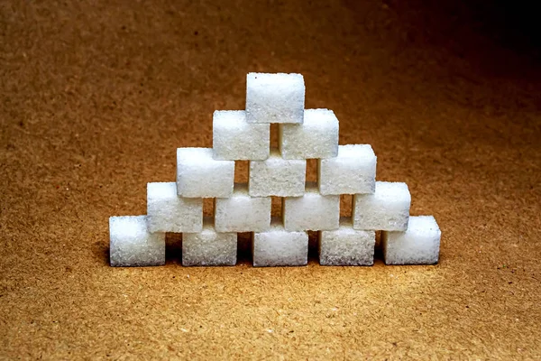 Sugar Cubes Stacked Pyramid Beige Backgroun — Stock Photo, Image
