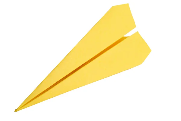 Yellow Paper Airplane Isolated White Background — Stock Photo, Image