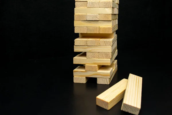 Wood Blocks Black Background — Stock Photo, Image
