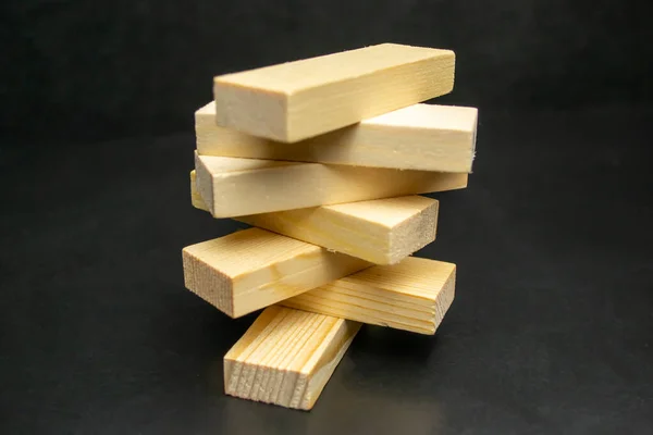 Wooden Blocks Black Background — Stock Photo, Image