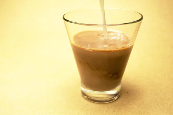 Milk Poured Glass Glass Cocoa — Stock Photo, Image