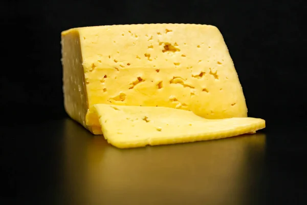 Fromage Crème Solide Sur Fond Noir — Photo