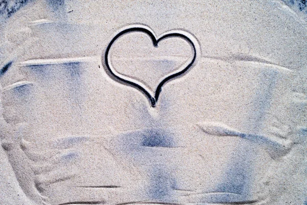 Drawn Heart Sand Close — Stock Photo, Image