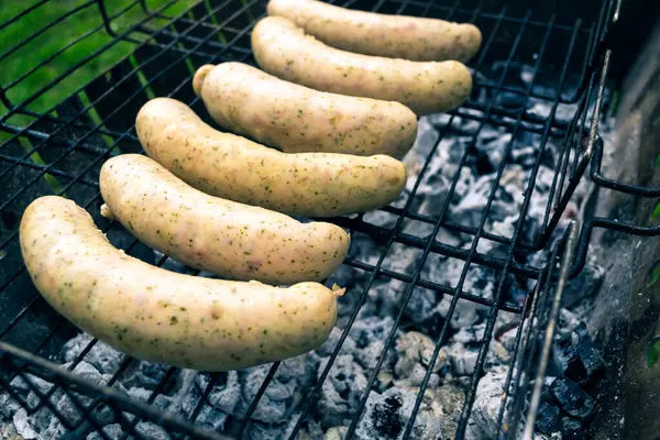 Salchichas Parrilla Ingredientes Para Perrito Caliente —  Fotos de Stock