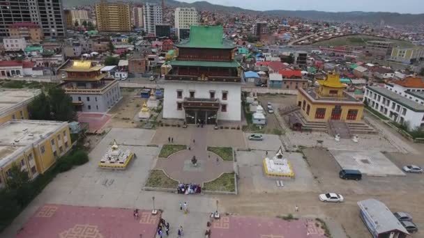 Foto Aerea Drone Del Monastero Gandantegchinlen Mongolia Ulanbator — Video Stock