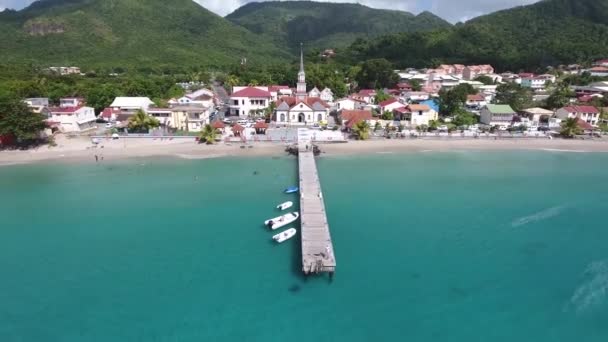 Drone Aereo Girato Anse Darlet Ponton Bella Spiaggia Martinica — Video Stock