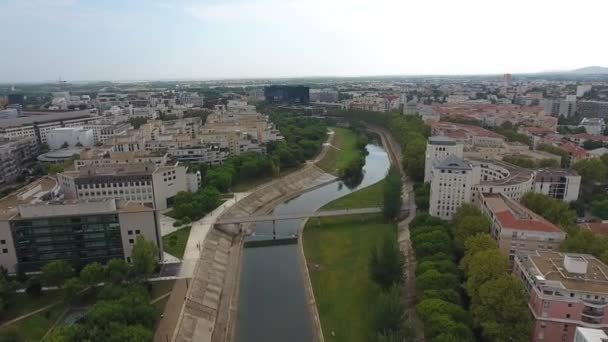 Montpellier Fransa Daki Lez Nehrinin Insansız Hava Aracı Görüntüsü — Stok video