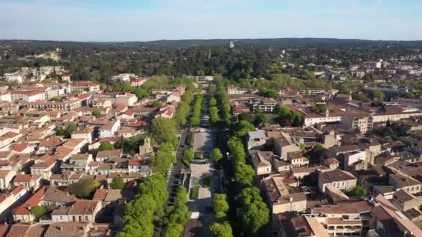 Drone Aérea Vista Avenida Jean Jaurs Nmes Gard França Primavera — Vídeo de Stock