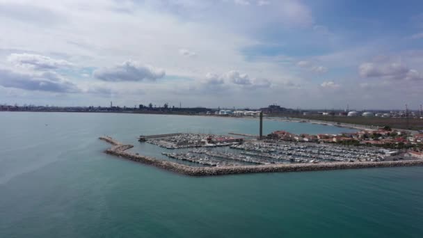 Luchtfoto Rond Jachthaven Van Fos Sur Mer Frankrijk Met Industriële — Stockvideo