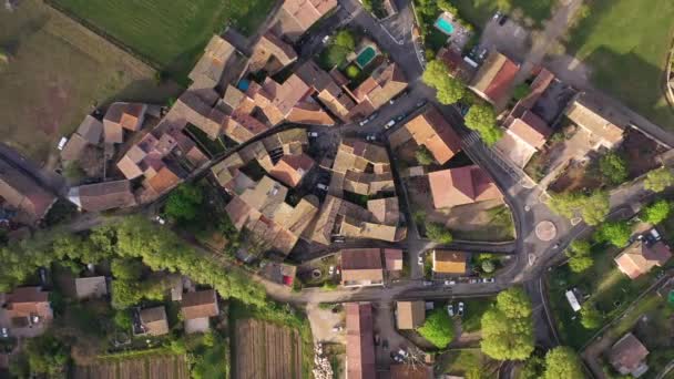 Aerial Top Shot Campagne Village France Rural Town Peaceful Area — Stock Video