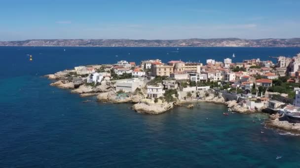 Aerial View Famous Petit Nice Hotel Marseille France Sunny Day — Stock Video