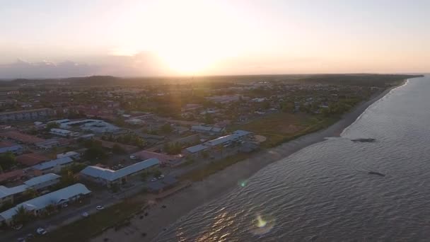 Aerial View Coastline Sunset Kourou French Guiana — 비디오