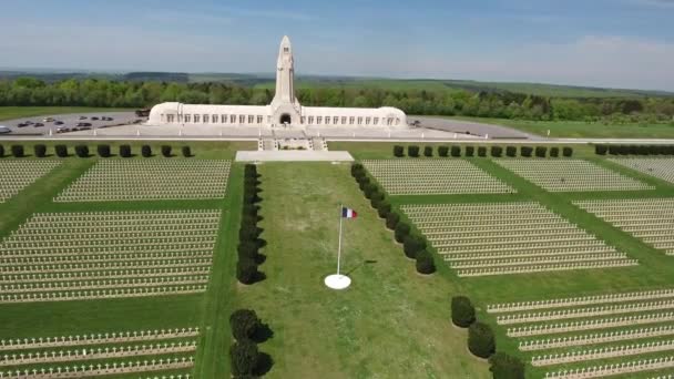 Aerial View Douaumont Ossuary France Verdun — Stock Video