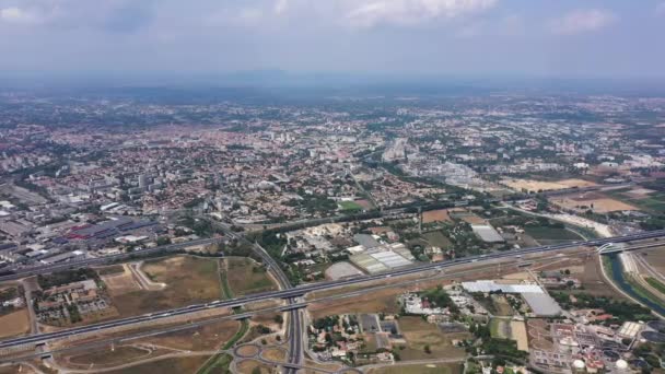 Vista Aérea Tráfego Montpellier Lado Sul França Rodovia — Vídeo de Stock