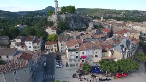 Vista Aérea Cidade Santo Ambroix Aldeia Rural Sul França — Vídeo de Stock