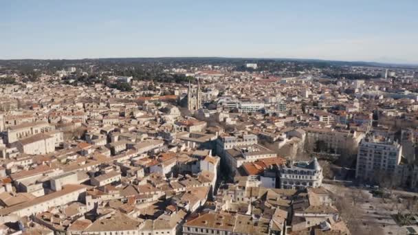 Vue Aérienne Sur Ville Nîmes Pendant Journée Ensoleillée Hiver — Video