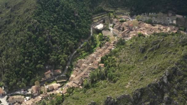 Luchtfoto Van Unesco Site Heilige Guilhem Woestijn Frankrijk Occitanie Zonnige — Stockvideo