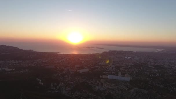 Úžasný Západ Slunce Marseille Dron View — Stock video