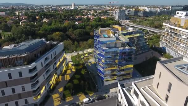 Elképesztő Luxus Épület Modern Kerület Montpellier Penthouse Tetőtéri Medence Légi — Stock videók