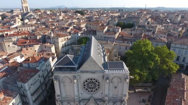 Hermosa Vista Aérea Montpellier Santo Roch Iglesia Cerca Media Distancia — Vídeo de stock