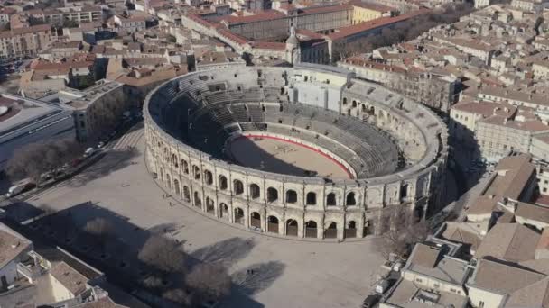 Beautiful Aerial View Arena Nmes Large Oval Open Air Venues — Stock Video