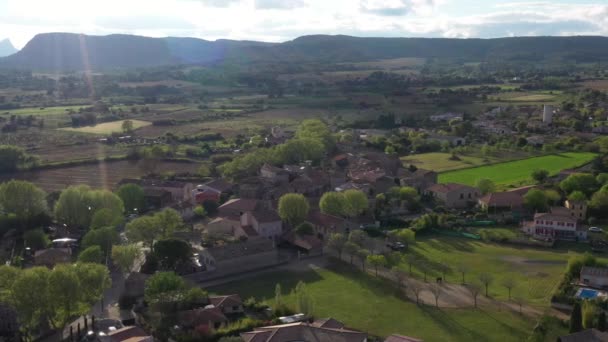 Indah Matahari Terbenam Atas Desa Campagne Kebun Anggur Pertanian Tanah — Stok Video