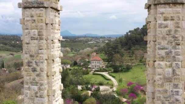 Près Vue Aérienne Globale Sur Arche Aqueduc Roquefavor France — Video