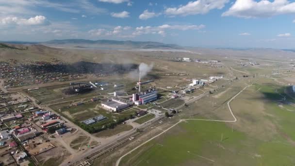 Kolencentrales Actie Luchtdrone Schot Mongolie Zonnige Dag — Stockvideo